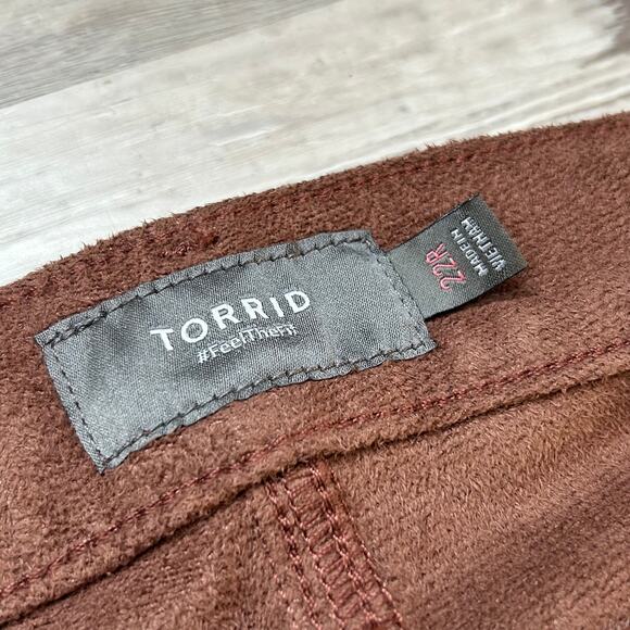 Torrid Faux Leather Pants Brown Plus Size 22R High Rise Skinny Moto Style - Picture 8 of 10